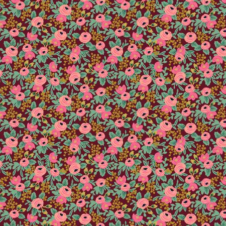 Rifle Paper Co. Garden Party Rosa Burgundy Metallic - SALE 4.5 m (5 yard) Quilt Backing $39