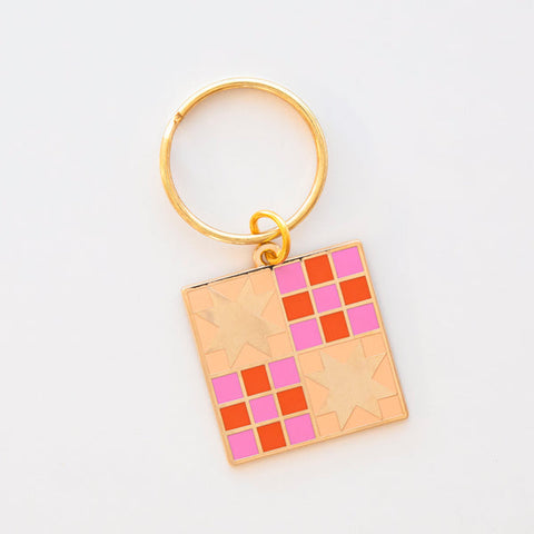 Sarah Hearts Labels - TCJ Campfire Glow Quilt Keychain