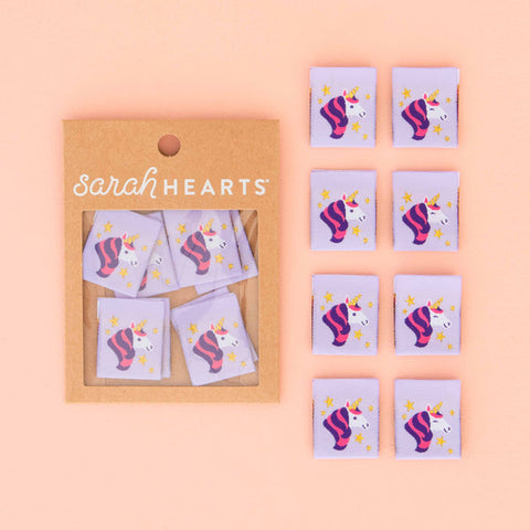 Sarah Hearts Labels - Unicorn Woven Labels