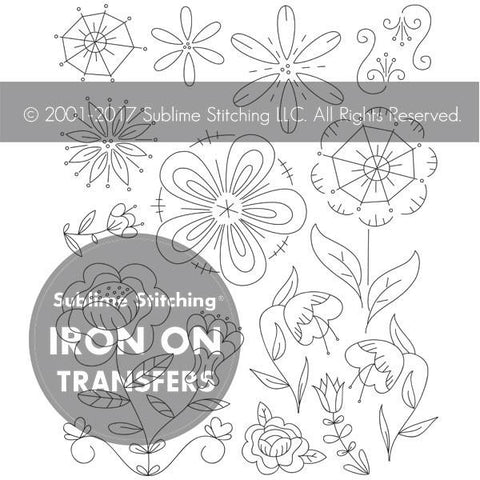 Fantasy Flowers Small Pack Embroidery Transfers by Sublime Stitching